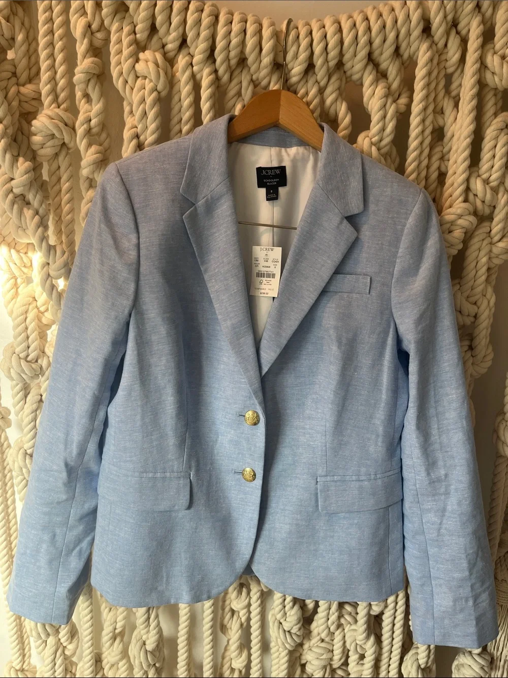 J. Crew Women's Light Blue Linen Blend Blazer